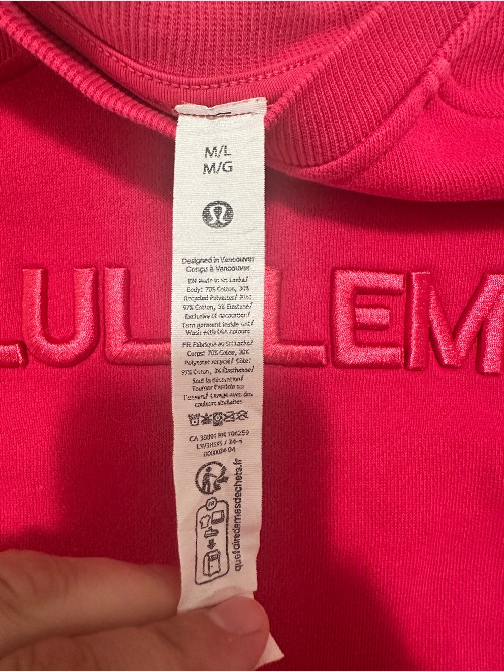 Lululemon Scuba Oversized Cropped Pullover *Wordmark in Passionate Pink Size M/L - Picture 15 of 15